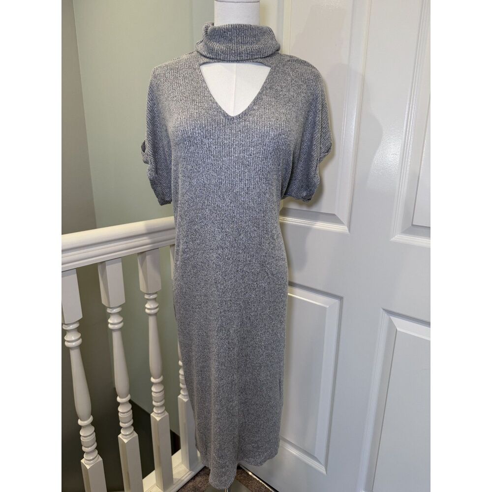 Lane Bryant Gray Cowl Neck Cutout Short Sleeve Sweater Dress Plus Size 18/20